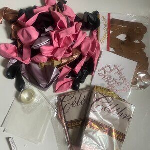Pink & Black Balloon Garland Arch Kit with 2 Champagne Bottle Foil Balloons